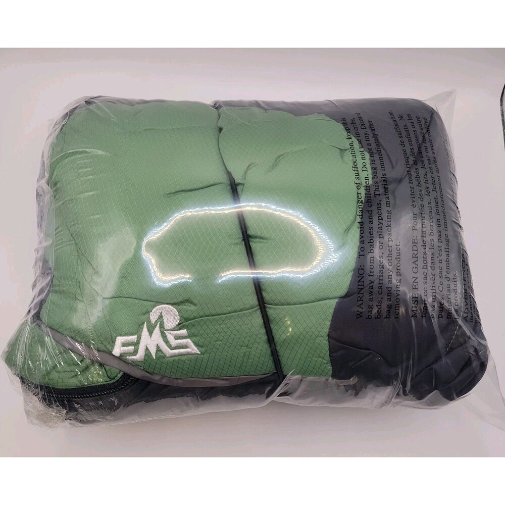 Vintage Eastern Mountain Sports EMS Alpine 40 Sleeping bag 83" x 30" Green/Black